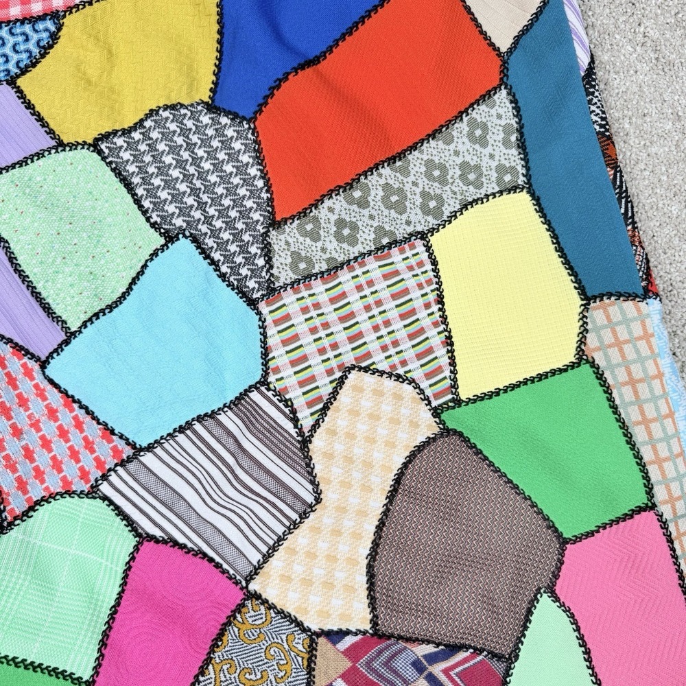 Handmade Patchwork Vest Open Front Granny Core Retro Textures SEE MEASUREMENTS - Picture 5 of 11